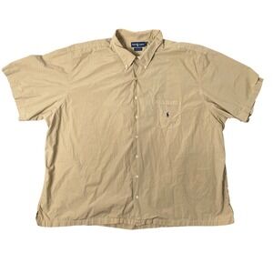 Ralph Lauren Button Down Shirt Men Big 4X Tan Short Sleeve Casual Preppy Classic